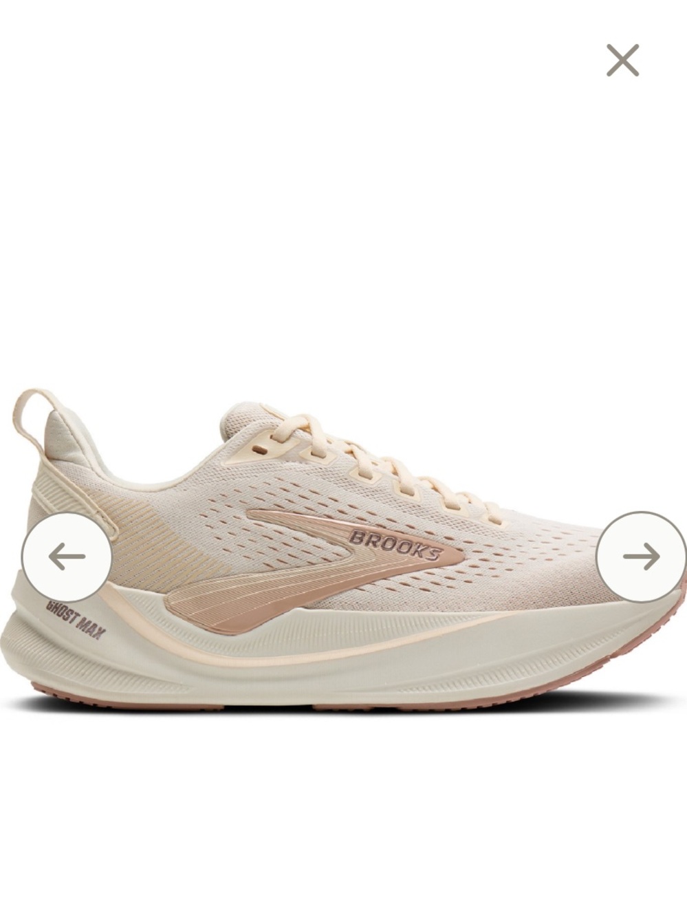 Brooks Ghost Max Women’s Size 8.5 Running Shoes Off White Cream Neutral Sneakers